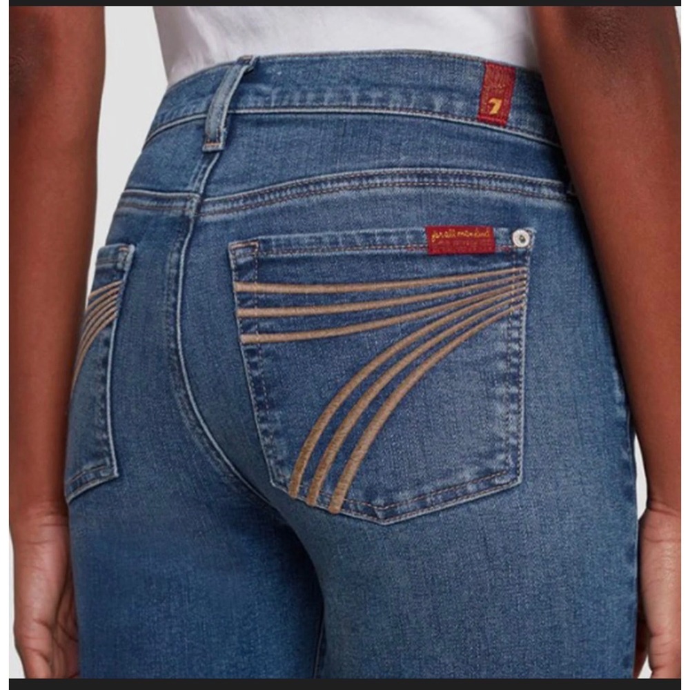7 For All Mankind Dojo Tailorless Slim Illusion Flare Jeans Blue Womens 30 NWT